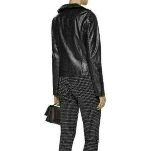 Milly Women's Small Champagne Pink Leather Waterfall Collar Full Zip Jacket - Picture 5 of 10